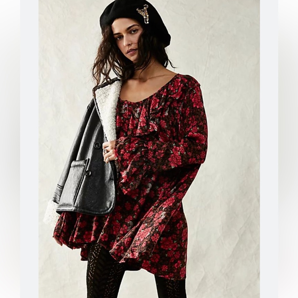 Free People Loretta Printed Floral Ruffle Tunic